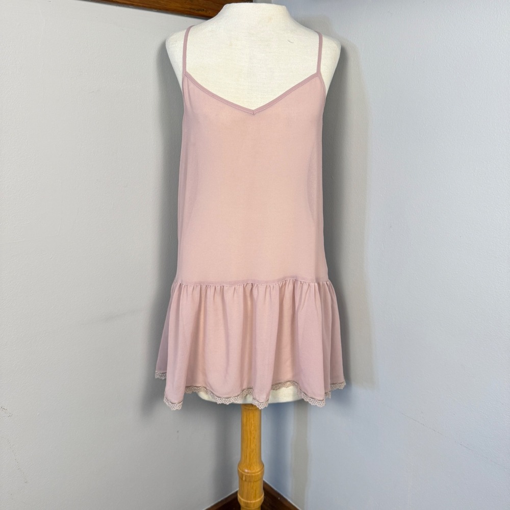 Frenchi Sheer Overlay Pale Pink‎ Tank Top Small Balletcore Flowy